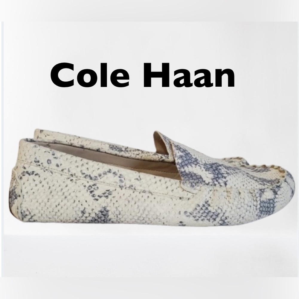 Cole Haan Women's Snake-Print Loafers in Cream and Gray